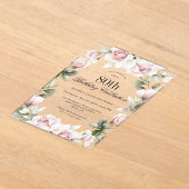 Invitations En Acrylique Rose féminine 80e fête d'anniversaire (Poser)