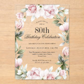 Invitations En Acrylique Rose féminine 80e fête d'anniversaire (Recto)