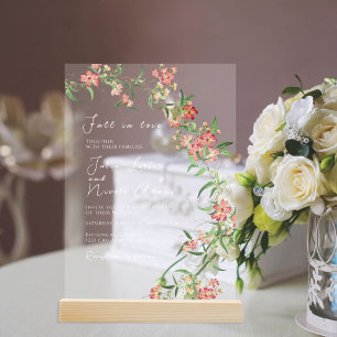 Invitations En Acrylique Rose Fleur Sauvage Rose Pâques Guirlande Mariage