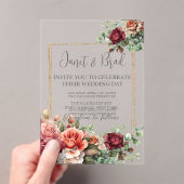 Invitations En Acrylique Rose Floral Eucalyptus Mariage (In situ (ordinateur de poche))