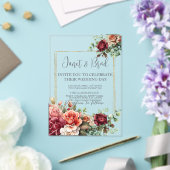 Invitations En Acrylique Rose Floral Eucalyptus Mariage (Insitu (Mariage))