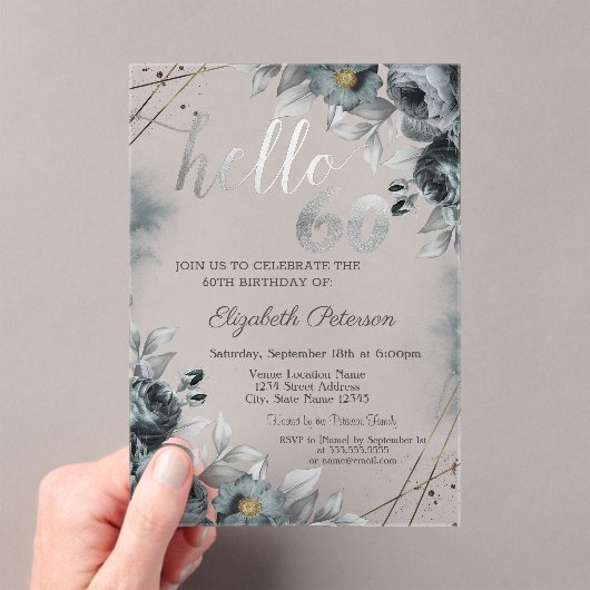 Invitations En Acrylique Rose foncé Vert 60e anniversaire (In situ (ordinateur de poche))