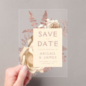 Invitations En Acrylique Rose Gold Crème d'ivoire Floral Mariage Enregistre (In situ (ordinateur de poche))