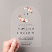 Invitations En Acrylique Rose Gold Dusty Pink Floral Wedding (In situ (ordinateur de poche))