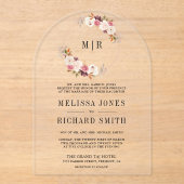 Invitations En Acrylique Rose Gold Dusty Pink Floral Wedding (Recto)