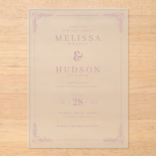 Invitations En Acrylique Rose Gold Élégant Floral
