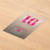 Invitations En Acrylique Rose Gold Rose & Black Sweet 16 Anniversaire (Poser)