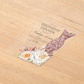Invitations En Acrylique Rose moderne doré rose florale robe Anniversaire (Poser)