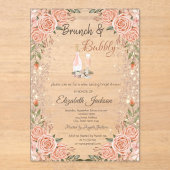 Invitations En Acrylique Rose Parties scintillant or Poussière Brunch Rose (Recto)