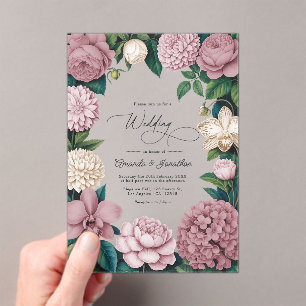 Invitations En Acrylique Rose Poussière, Soie Blush & Porcelaine Crème Mari