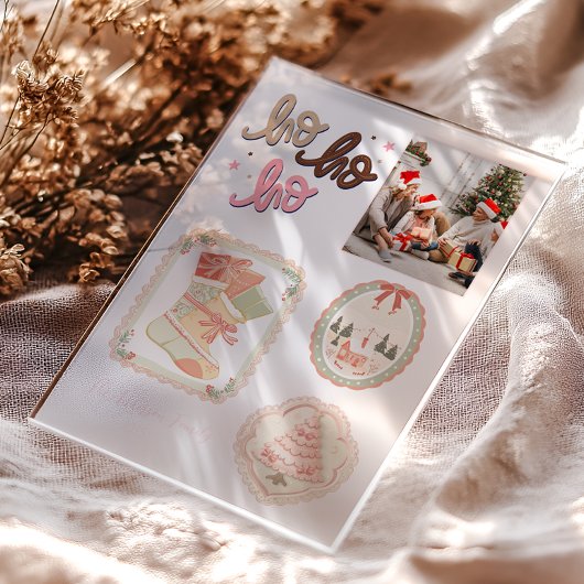 Invitations En Acrylique Rose Rétro Vert Noël