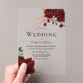Invitations En Acrylique Rose rouge Mariage floral romantique (In situ (ordinateur de poche))