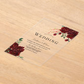 Invitations En Acrylique Rose rouge Mariage floral romantique (Poser)