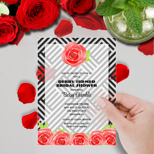 Invitations En Acrylique Rose rouge sur la Fête des mariées Derby de Stripe