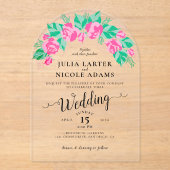 Invitations En Acrylique Rose Vert Rose Pétales Fleurs Jardin Mariage (Recto)