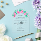 Invitations En Acrylique Rose Vert Rose Pétales Fleurs Jardin Mariage (Insitu (Mariage))