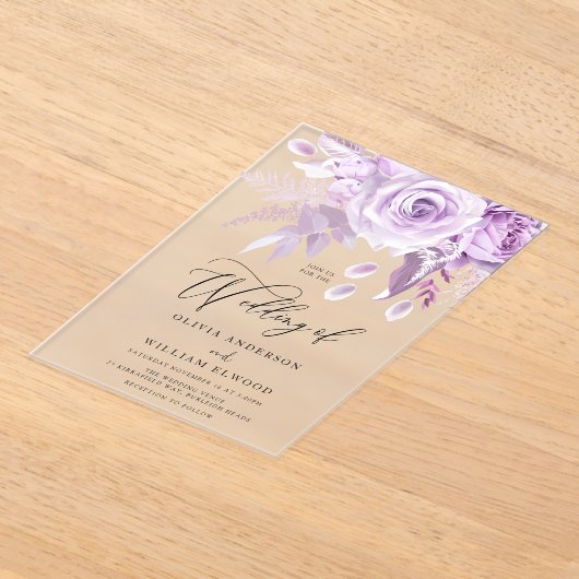 Invitations En Acrylique Rose violet enchanté Mariage moderne (Poser)