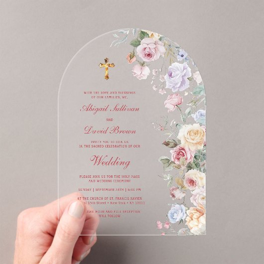 Invitations En Acrylique Roses Arch Religious Wedding (In situ (ordinateur de poche))