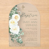 Invitations En Acrylique Roses blanches élégantes Eucalyptus Fille Florale  (Recto)