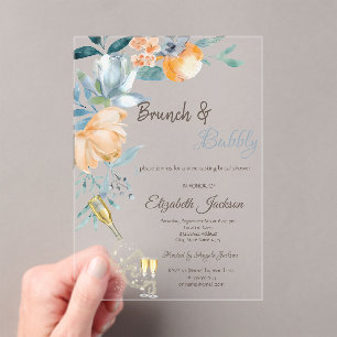 Invitations En Acrylique Roses de brunch, Vin, Fête des mariées d'argent