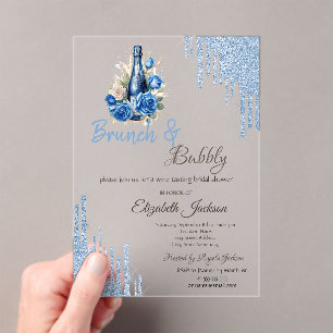 Invitations En Acrylique Roses de vin bleu gouttes de mariage