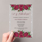 Invitations En Acrylique Roses & Diamonds Feminine 50th Birthday Spanish (In situ (ordinateur de poche))