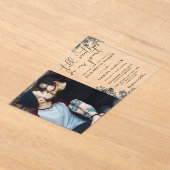 Invitations En Acrylique Roses gothiques Noir et Or Mariage photo Floral (Poser)