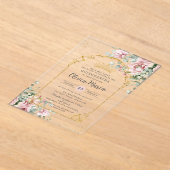 Invitations En Acrylique Roses rose pâle Floral or Quinceañera Sweet 16 (Poser)