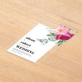 Invitations En Acrylique Roses roses roses et mariage à cadre blanc eucalyp (Poser)