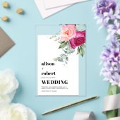 Invitations En Acrylique Roses roses roses et mariage à cadre blanc eucalyp (Insitu (Mariage))