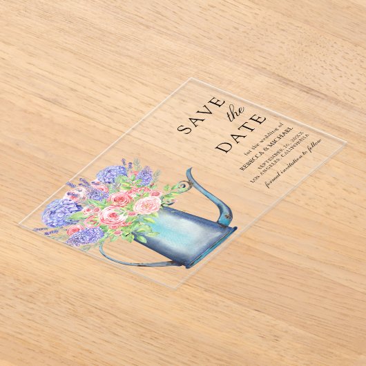 Invitations En Acrylique Roses roses violettes Hydrangea Mariage Enregistre (Poser)