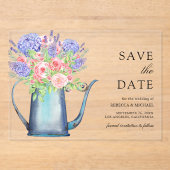 Invitations En Acrylique Roses roses violettes Hydrangea Mariage Enregistre (Recto)