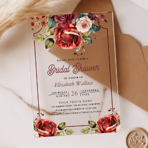 Invitations En Acrylique Roses Rouges Fleurs Mariage
