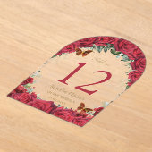 Invitations En Acrylique Roses rouges Floral or Quinceañera 16 Numéro de ta (Poser)