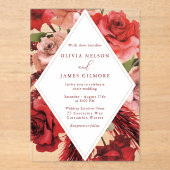 Invitations En Acrylique Roses rouges romantiques Mariage moderne (Recto)