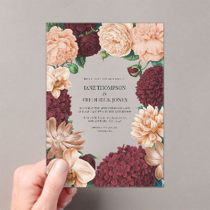 Invitations En Acrylique Rosewood, Terracotta Blush & Soie Abricot Mariage
