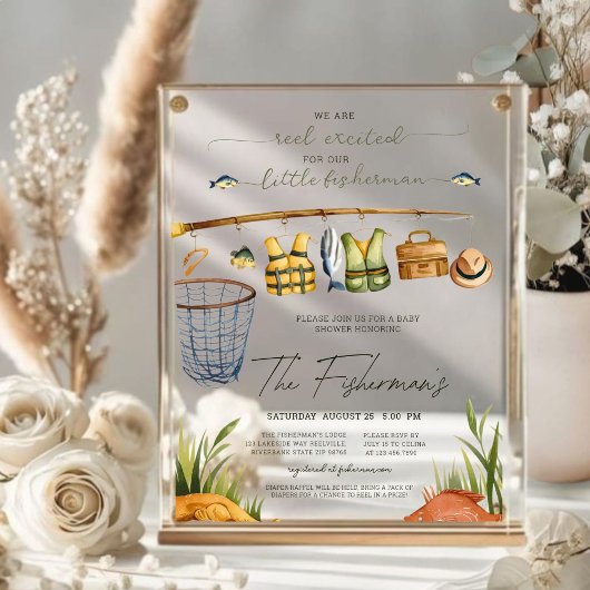Invitations En Acrylique Roue Rustique Excitant Baby shower Pêcheur
