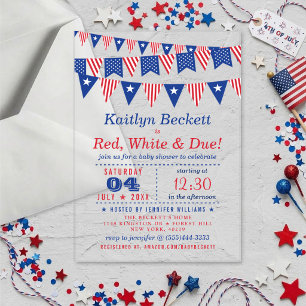 Invitations En Acrylique Rouge, Blanc & Bientôt   Fête Prénatale du 14 Juil