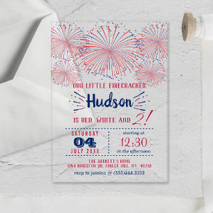 Invitations En Acrylique Rouge, Blanc & Deux ! 4 juillet fête du 2e anniver