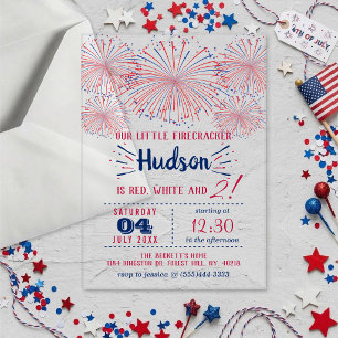 Invitations En Acrylique Rouge, Blanc & Deux ! Fête d'anniversaire pour les