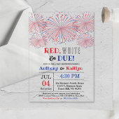 Invitations En Acrylique Rouge, Blanc & Due ! baby shower 4 juillet