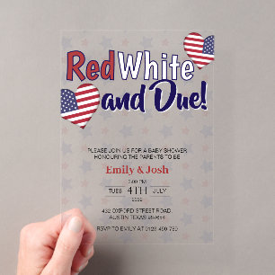 Invitations En Acrylique Rouge Blanc et Bébé à la Fête du 4 Juillet Co ed B