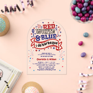 Invitations En Acrylique Rouge Blanc et Bleu je fais Couple BBQ enterrement