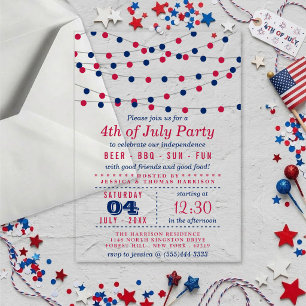 Invitations En Acrylique Rouge, Blanc et Bleu, voyants 4 juillet fête