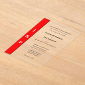 Invitations En Acrylique Rouge blanc Monogramme mariée et la chambre claire (Poser)