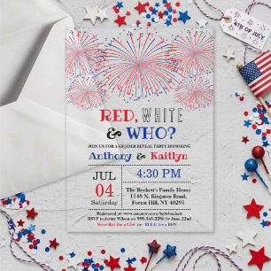 Invitations En Acrylique Rouge, Blanc & Qui ? Fête de révélation du sexe du