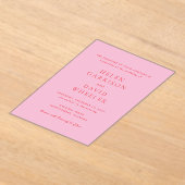 Invitations En Acrylique Rouge et Rose Élégant Mariage Classique (Poser)