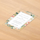 Invitations En Acrylique Rouge Floral Feuille Vert Moderne Clair Mariage (Poser)