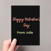 Invitations En Acrylique Rouge noir joyeuse Saint-Valentin de nom stylé (In situ (ordinateur de poche))