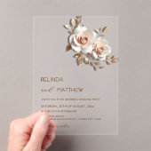 Invitations En Acrylique Rouge Or Rose 3D Fleurs Simple (In situ (ordinateur de poche))
